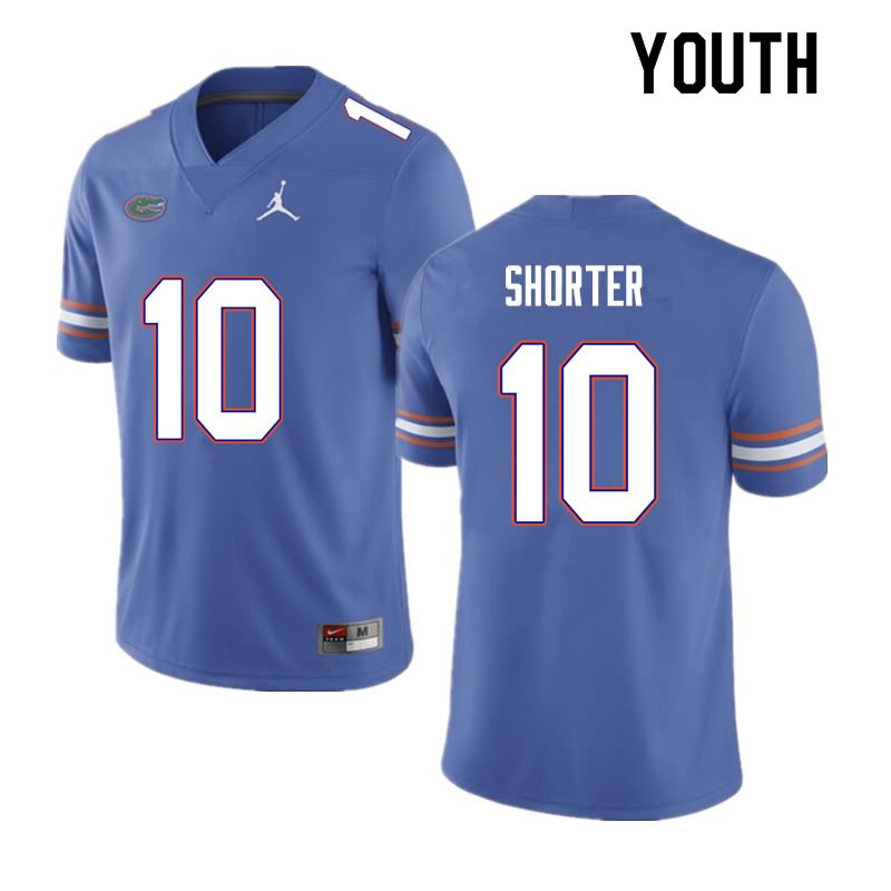 Youth NCAA Florida Gators Justin Shorter #10 Stitched Authentic Nike Blue College Football Jersey HNZ1165GA